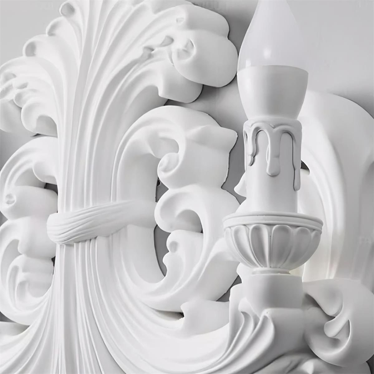 Wall Lamp Sculptural Plaster Candle Arms