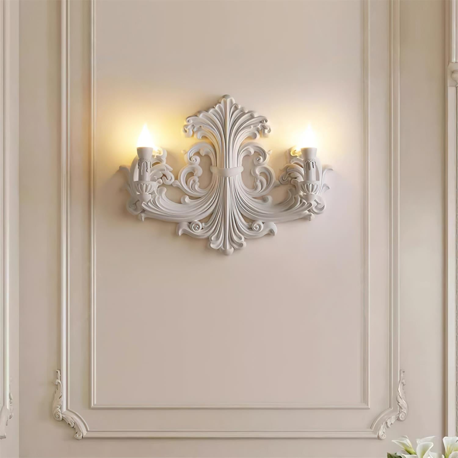 Wall Lamp Sculptural Plaster Candle Arms