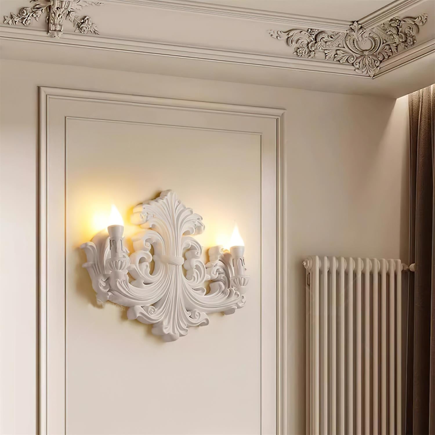 Wall Lamp Sculptural Plaster Candle Arms