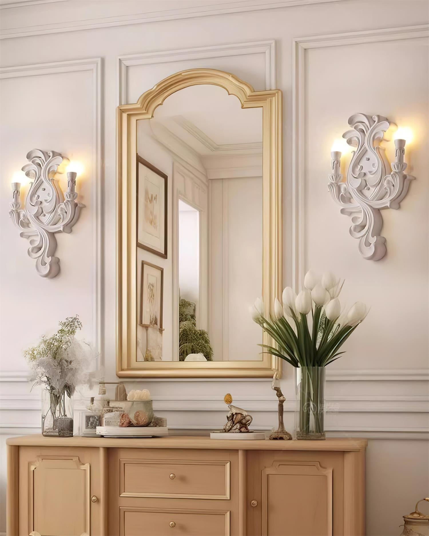 Wall Lamp Sculptural Plaster Candle Arms