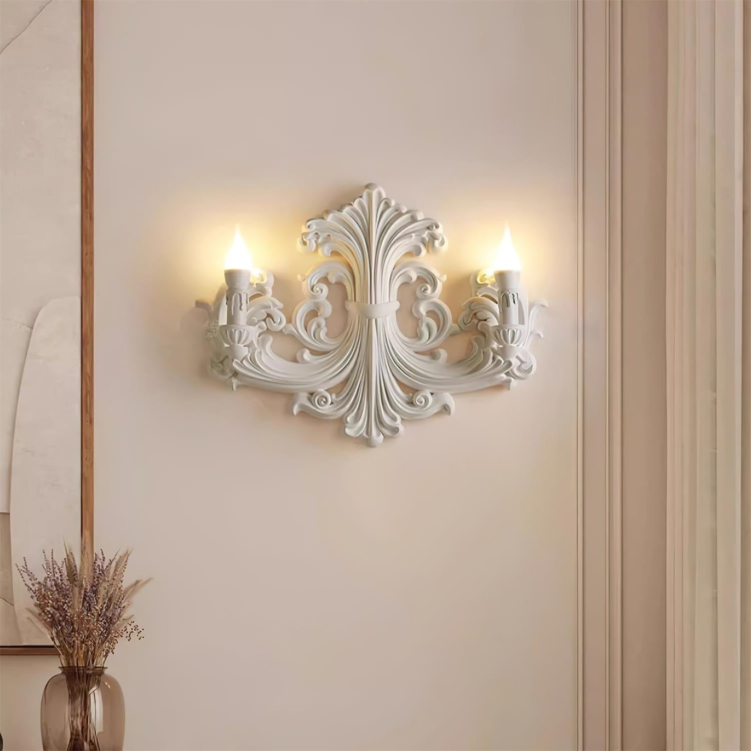 Wall Lamp Sculptural Plaster Candle Arms