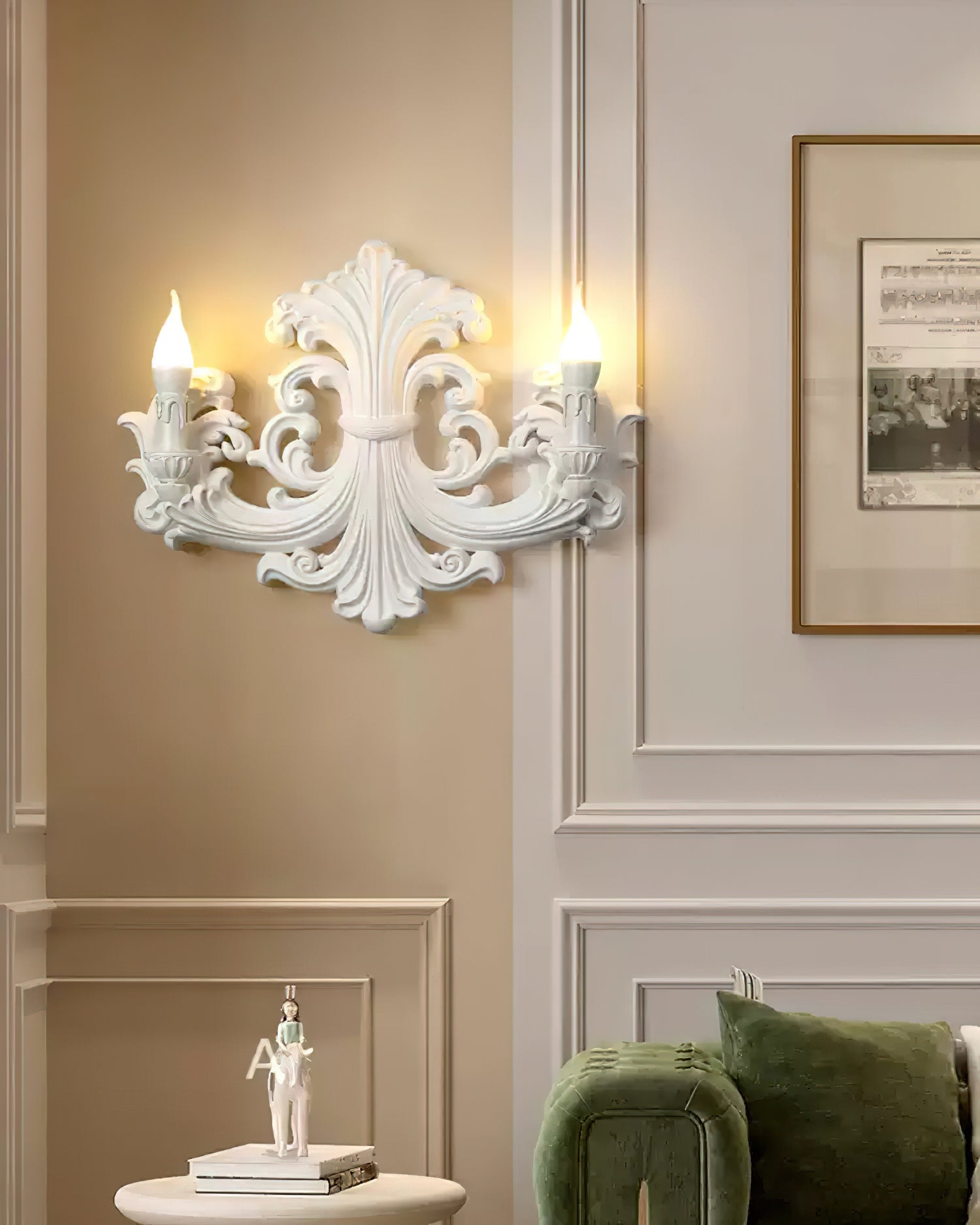 Wall Lamp Sculptural Plaster Candle Arms