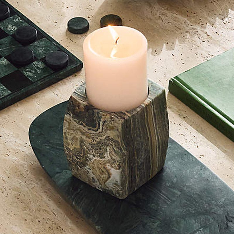 Elara Agate Candle Holder-Neutral Decor
