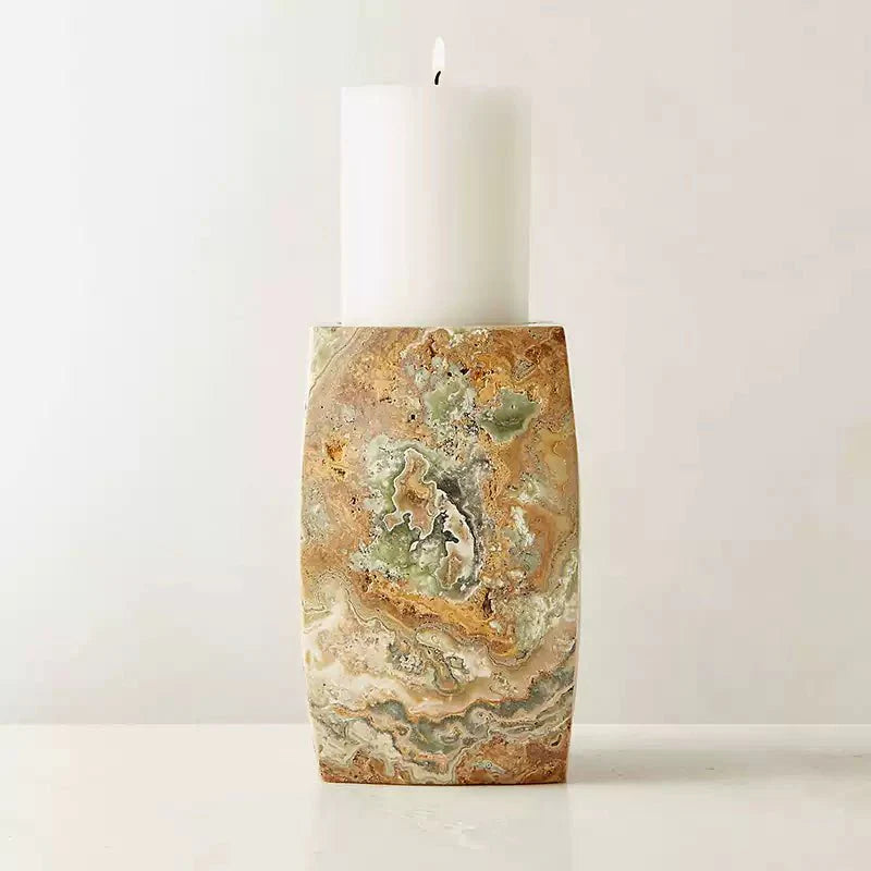 Elara Agate Candle Holder-Neutral Decor