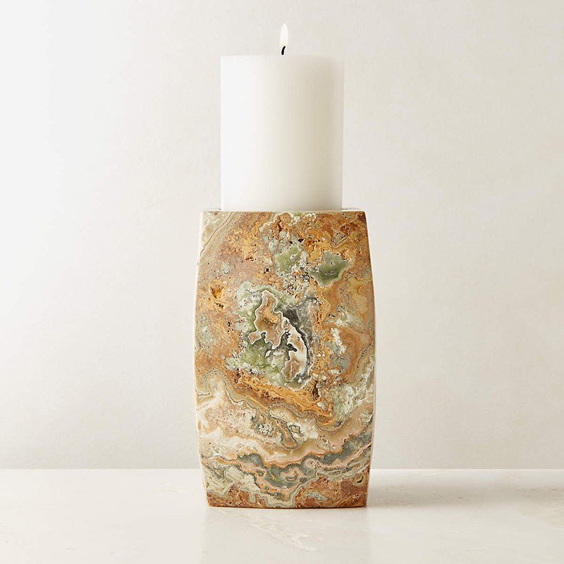 Elara Agate Candle Holder-Neutral Decor
