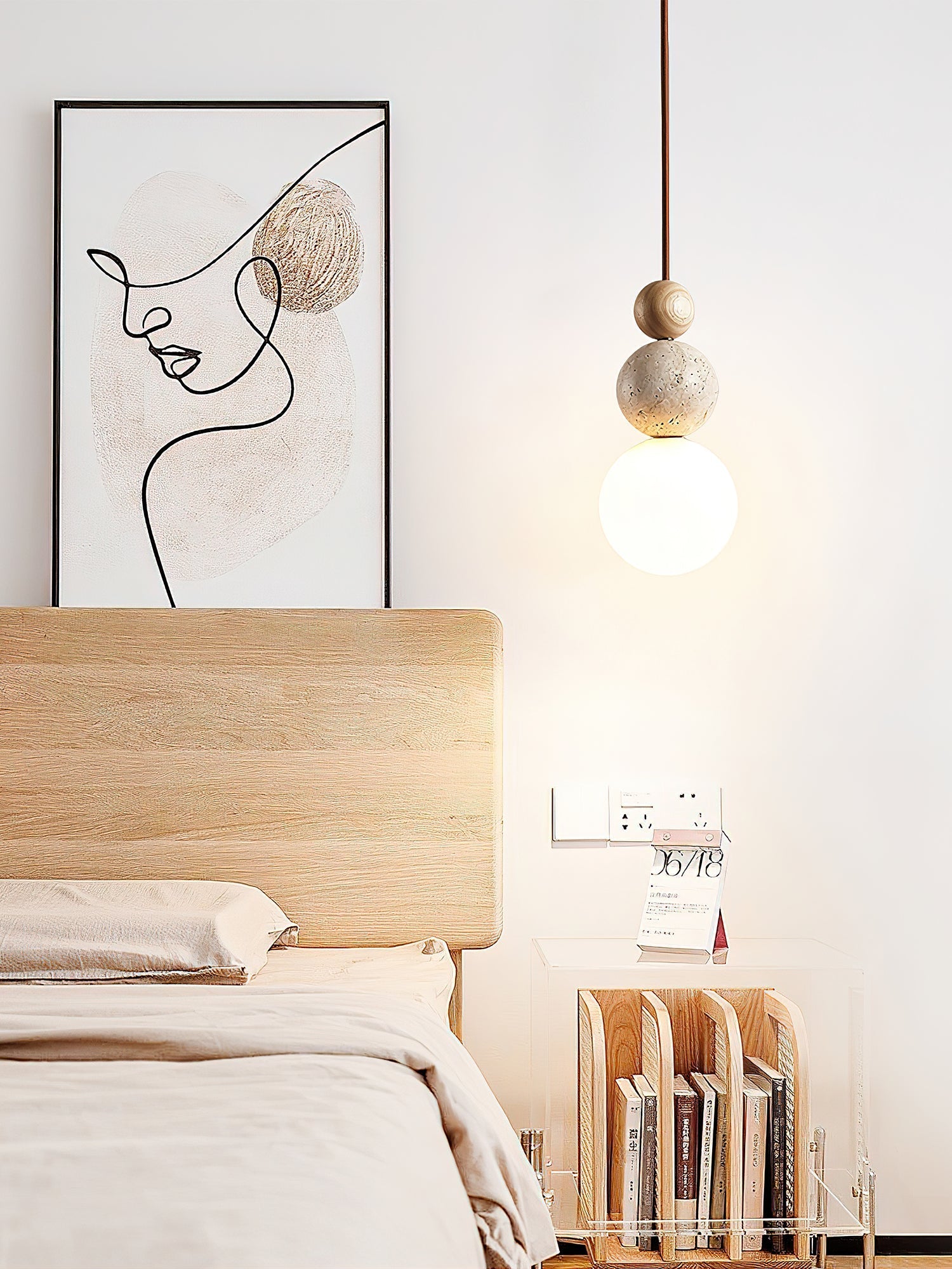 Bit Sphere-Cluster Travertine Pendant Light-Neutral Decor