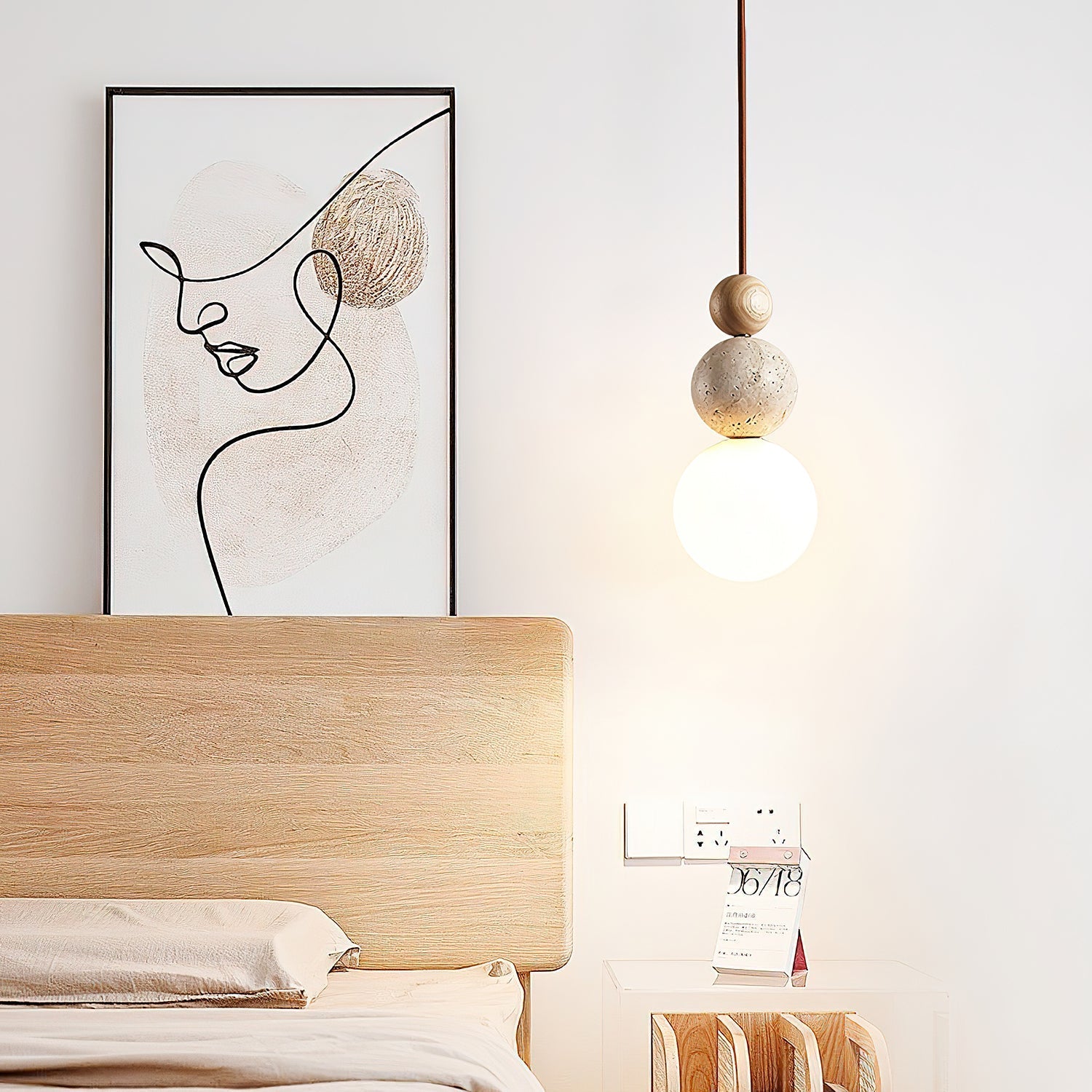 Bit Sphere-Cluster Travertine Pendant Light-Neutral Decor