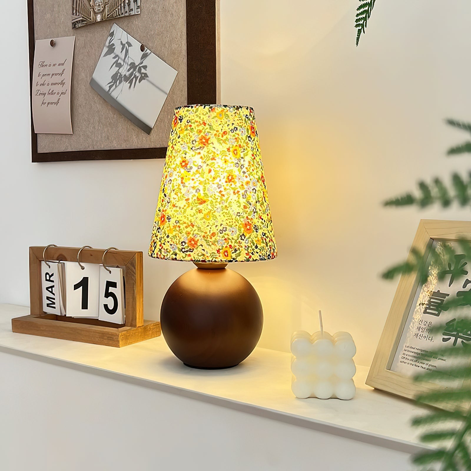 Flora Vintage Wood Table Lamp-Neutral Decor