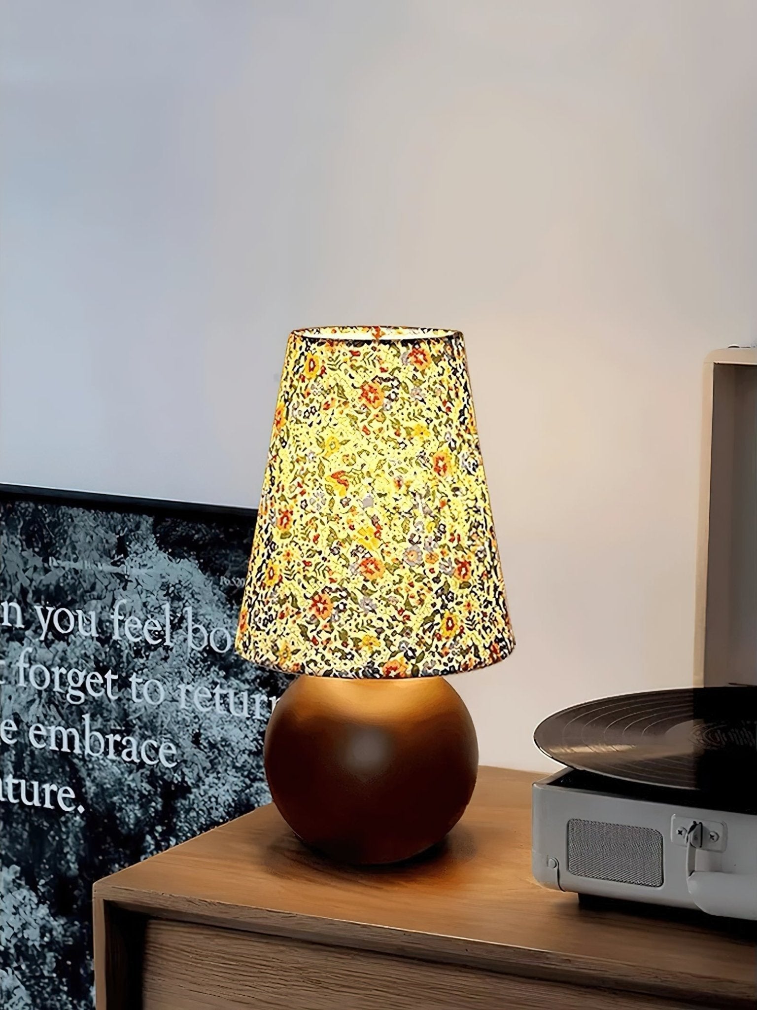 Flora Vintage Wood Table Lamp-Neutral Decor