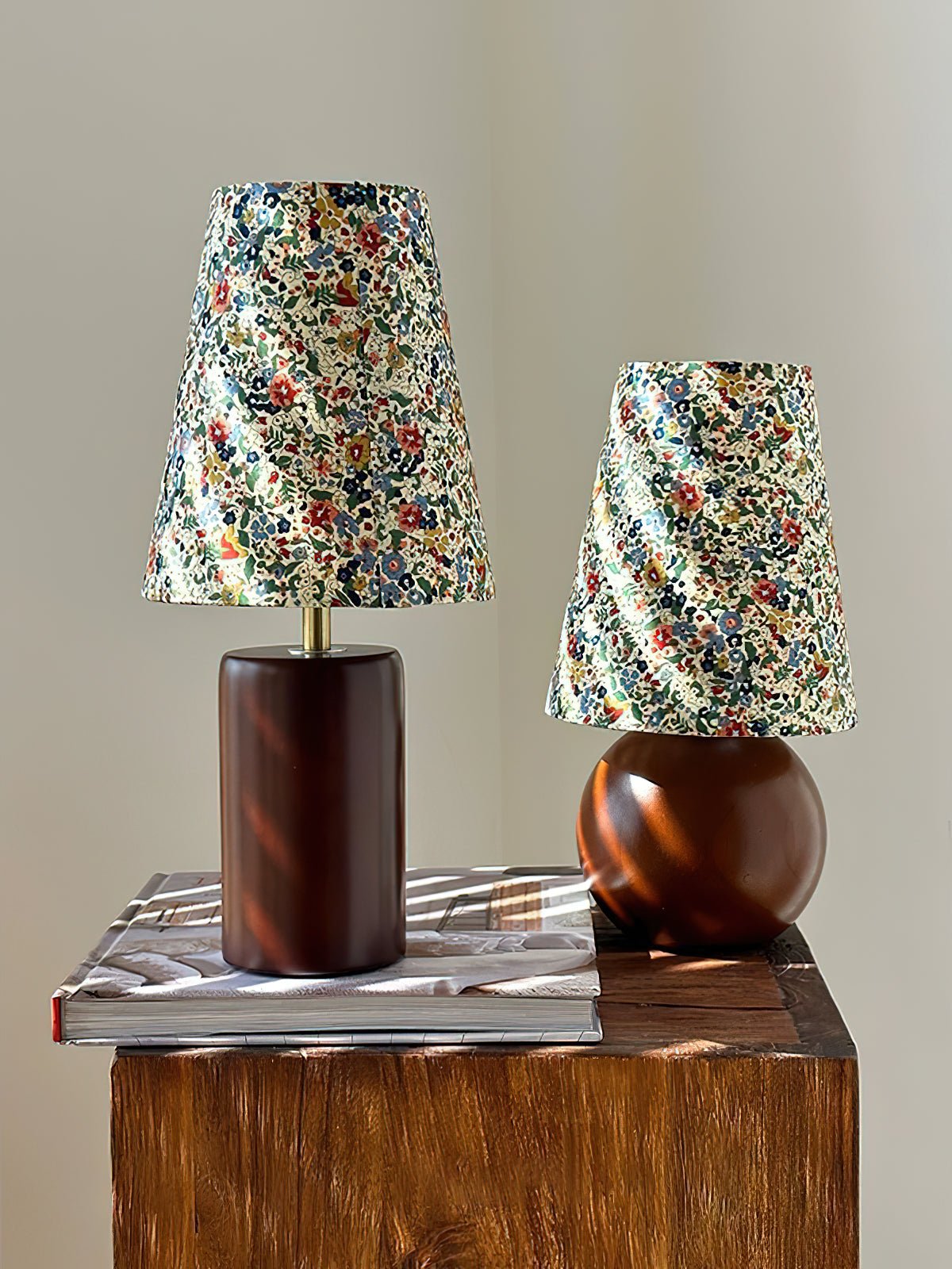 Flora Vintage Wood Table Lamp-Neutral Decor