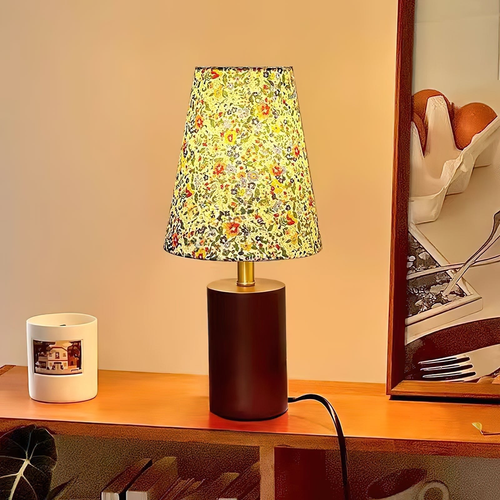Flora Vintage Wood Table Lamp-Neutral Decor