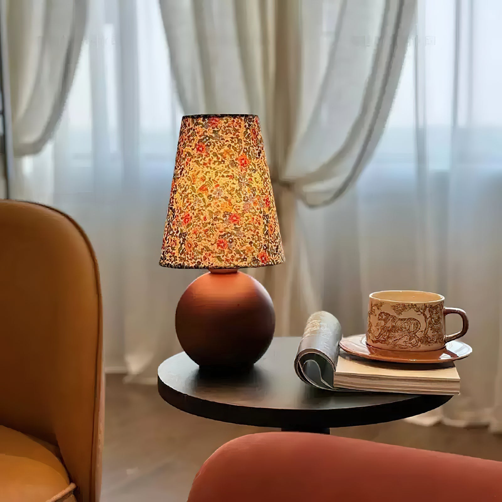 Flora Vintage Wood Table Lamp-Neutral Decor