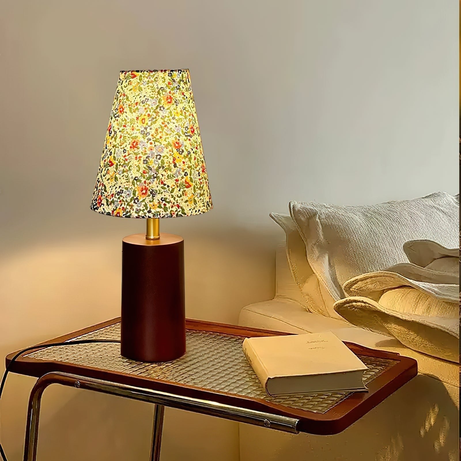 Flora Vintage Wood Table Lamp-Neutral Decor