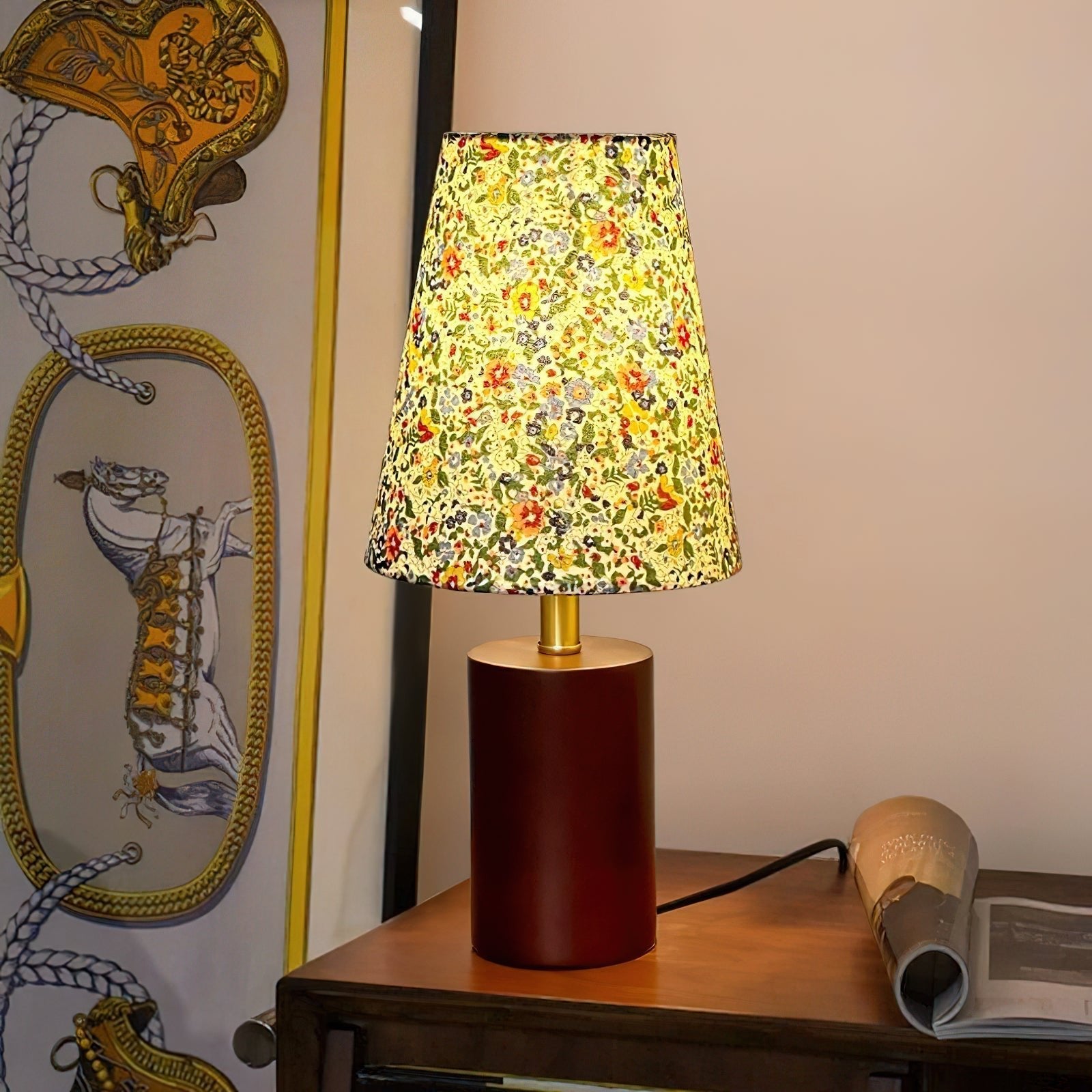 Flora Vintage Wood Table Lamp-Neutral Decor