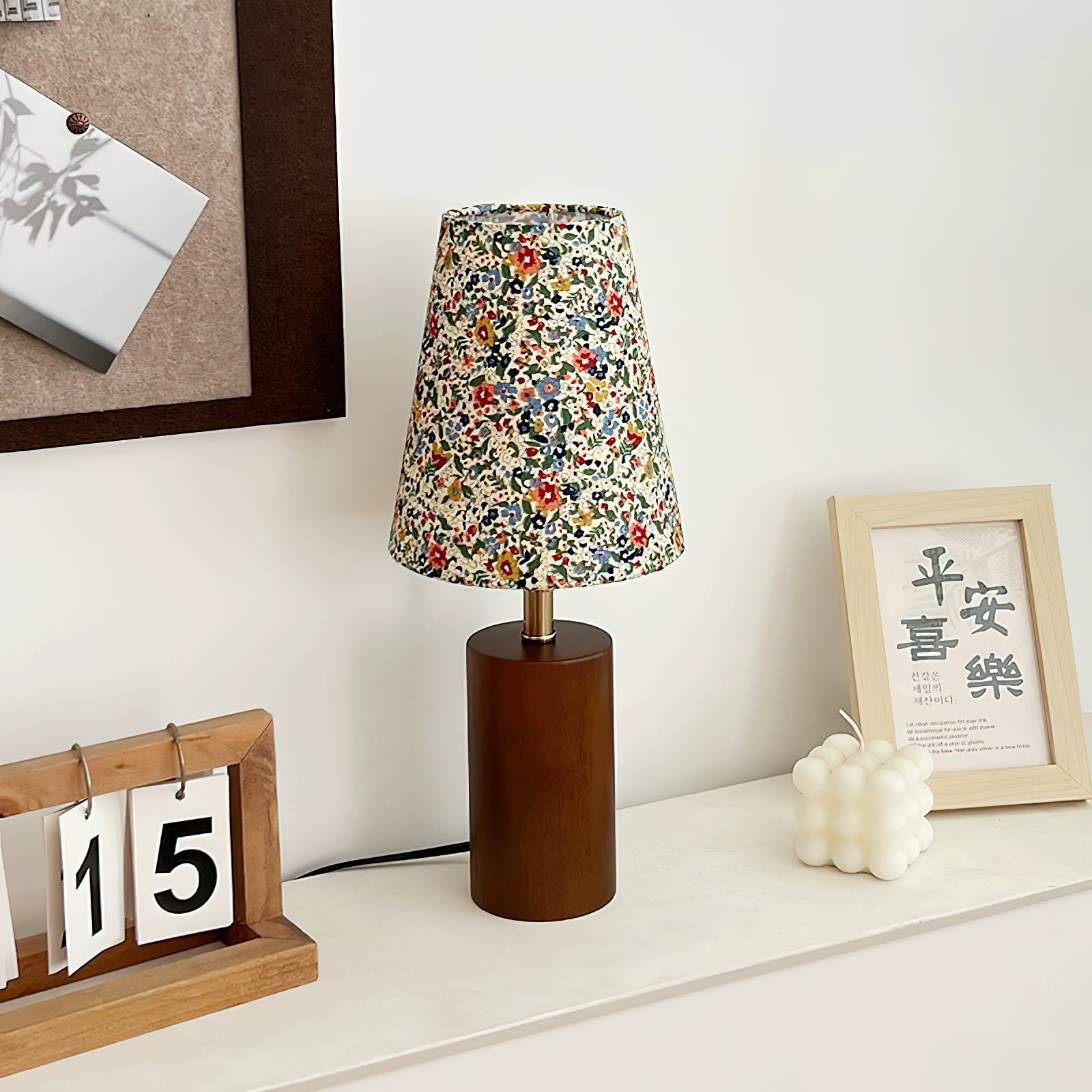Flora Vintage Wood Table Lamp-Neutral Decor