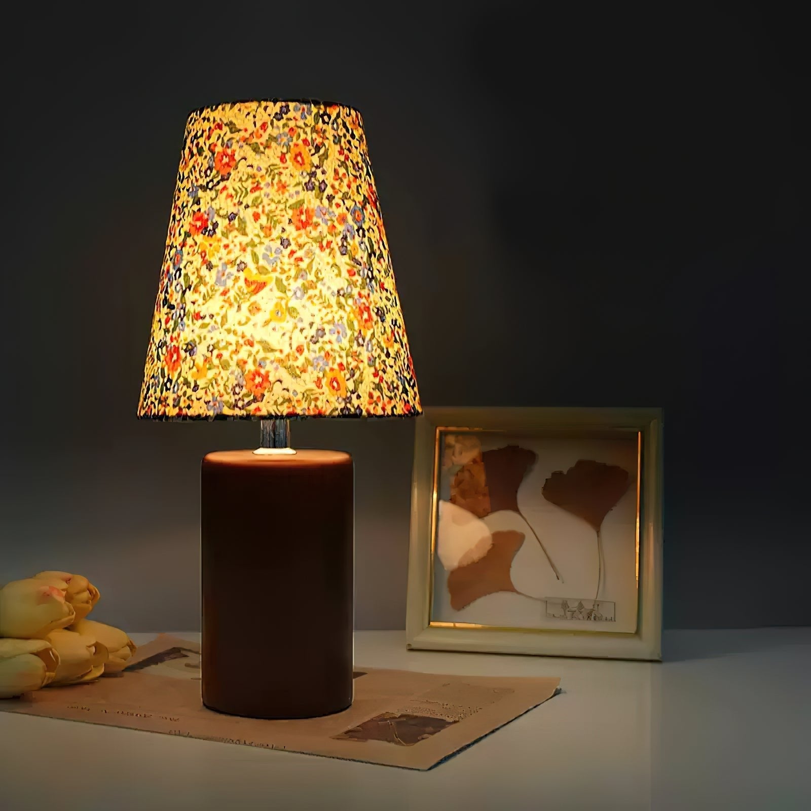Flora Vintage Wood Table Lamp-Neutral Decor