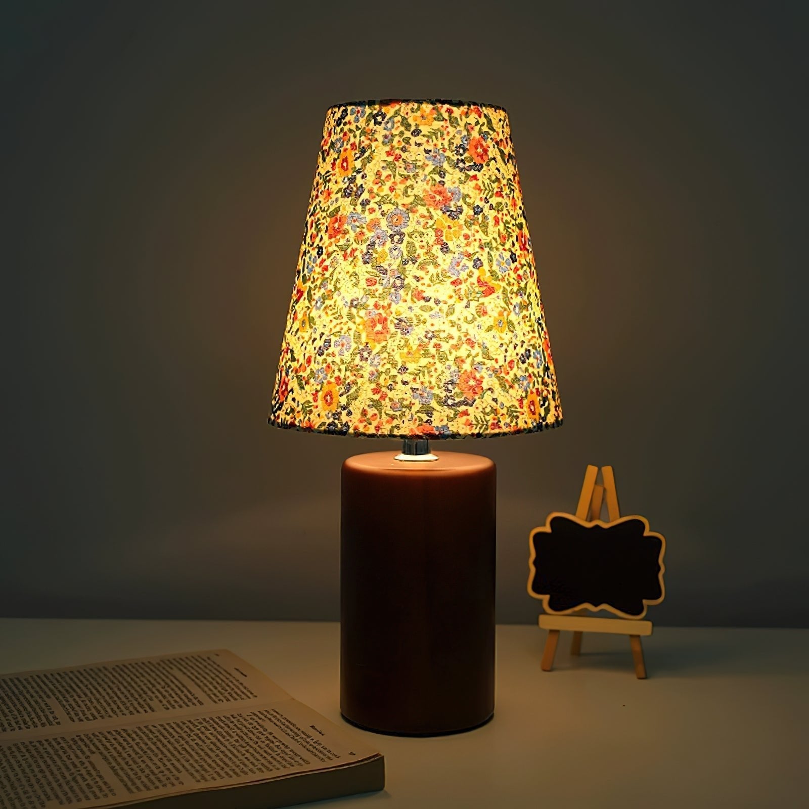 Flora Vintage Wood Table Lamp-Neutral Decor