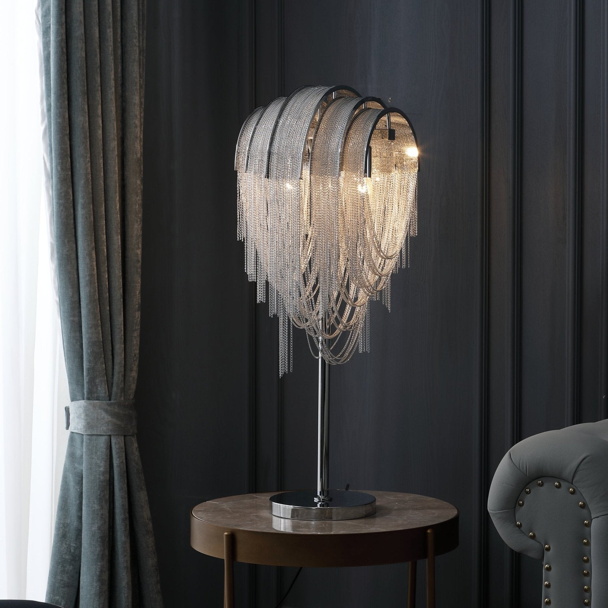 Hune Steel Artistic Table Lamp-Neutral Decor