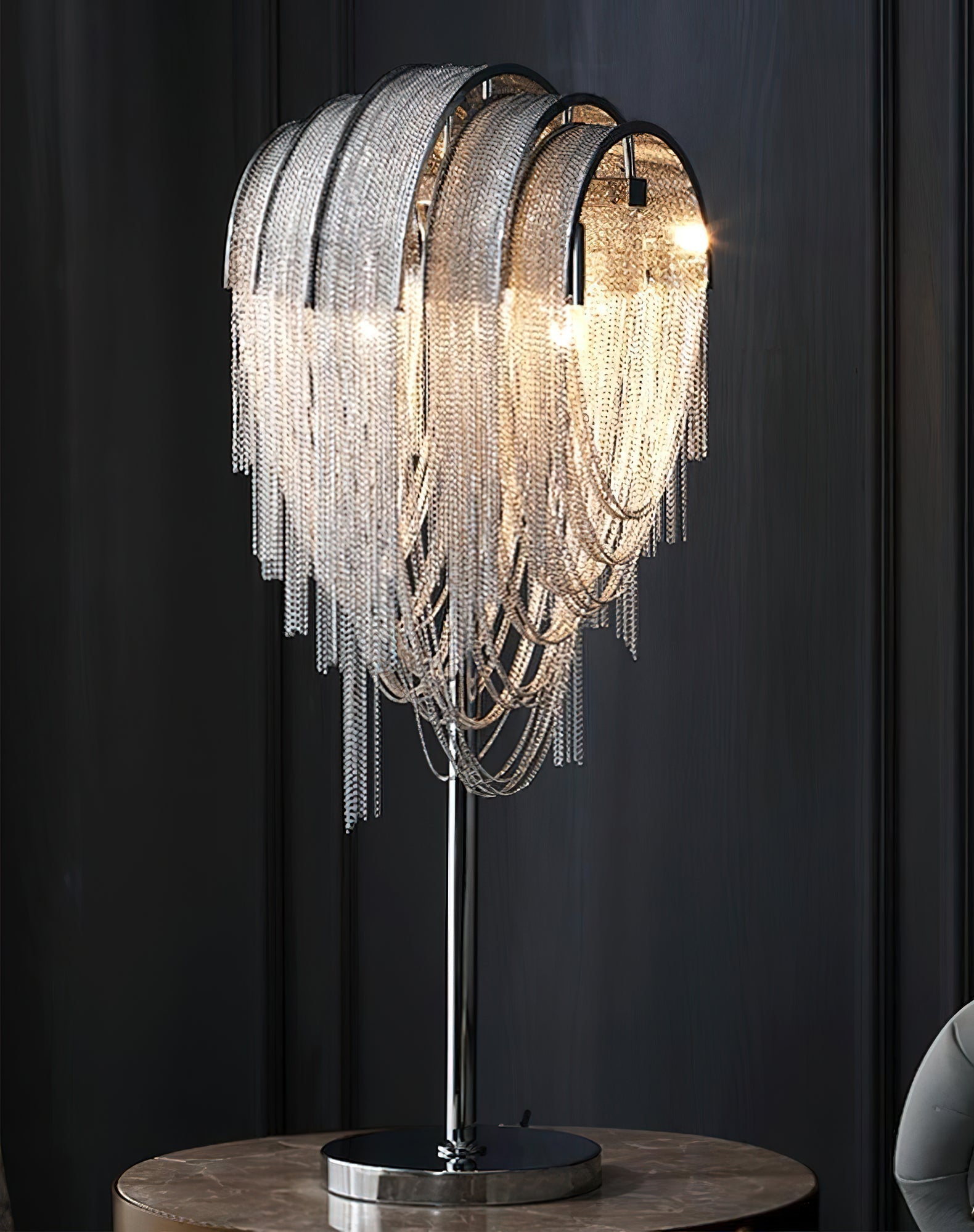 Hune Steel Artistic Table Lamp-Neutral Decor