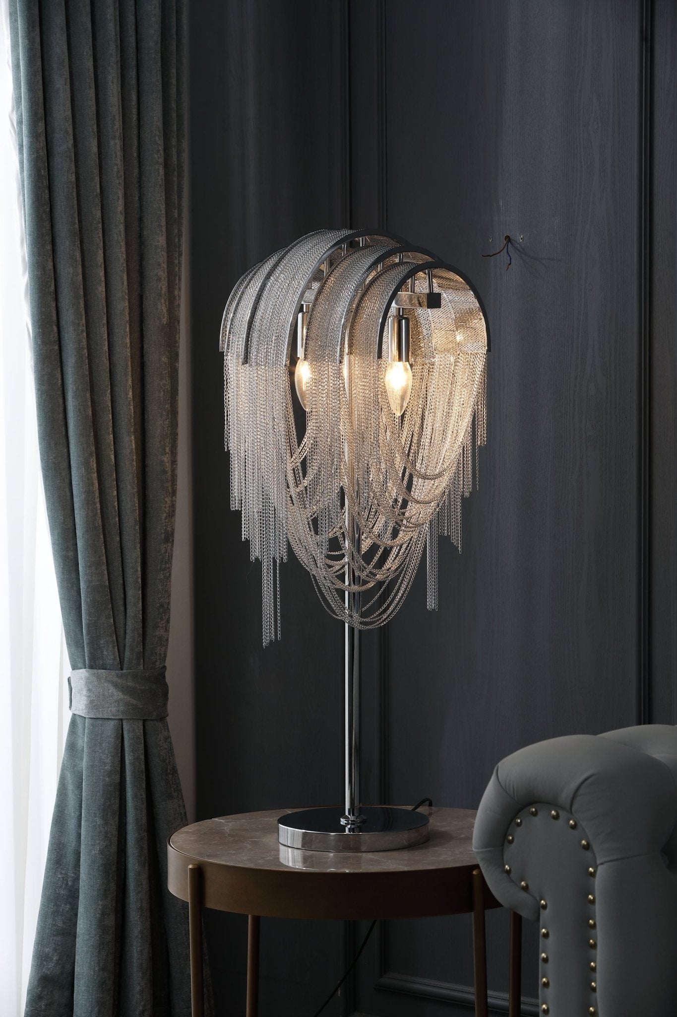 Hune Steel Artistic Table Lamp-Neutral Decor