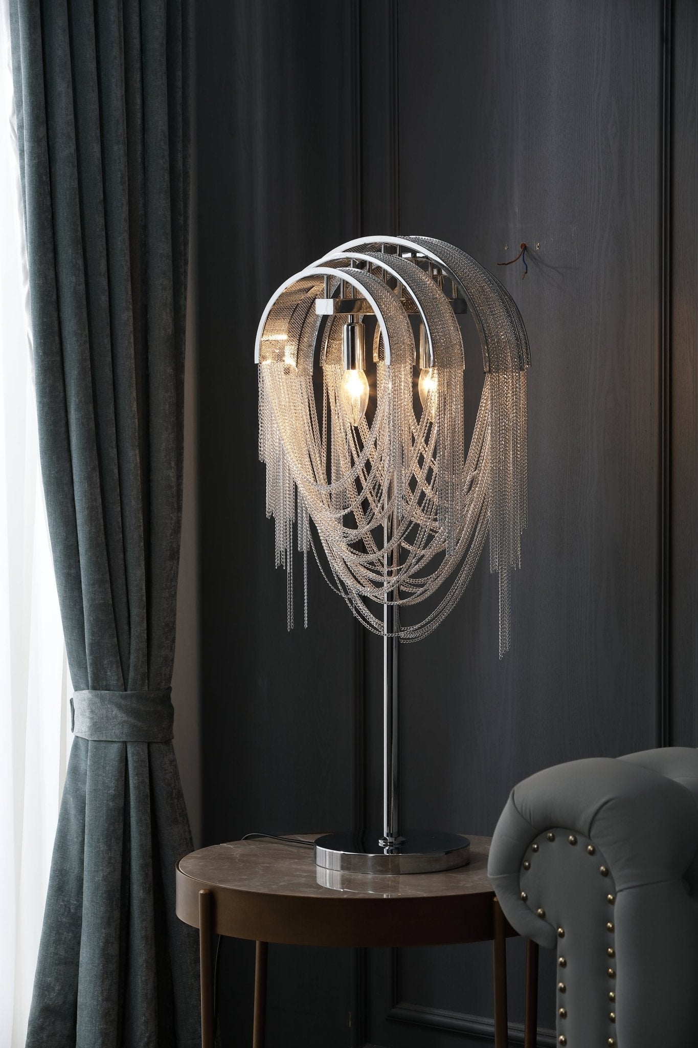 Hune Steel Artistic Table Lamp-Neutral Decor