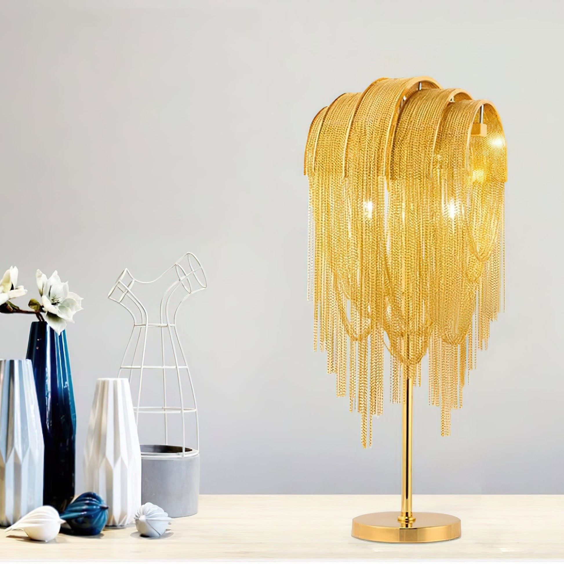 Hune Steel Artistic Table Lamp-Neutral Decor