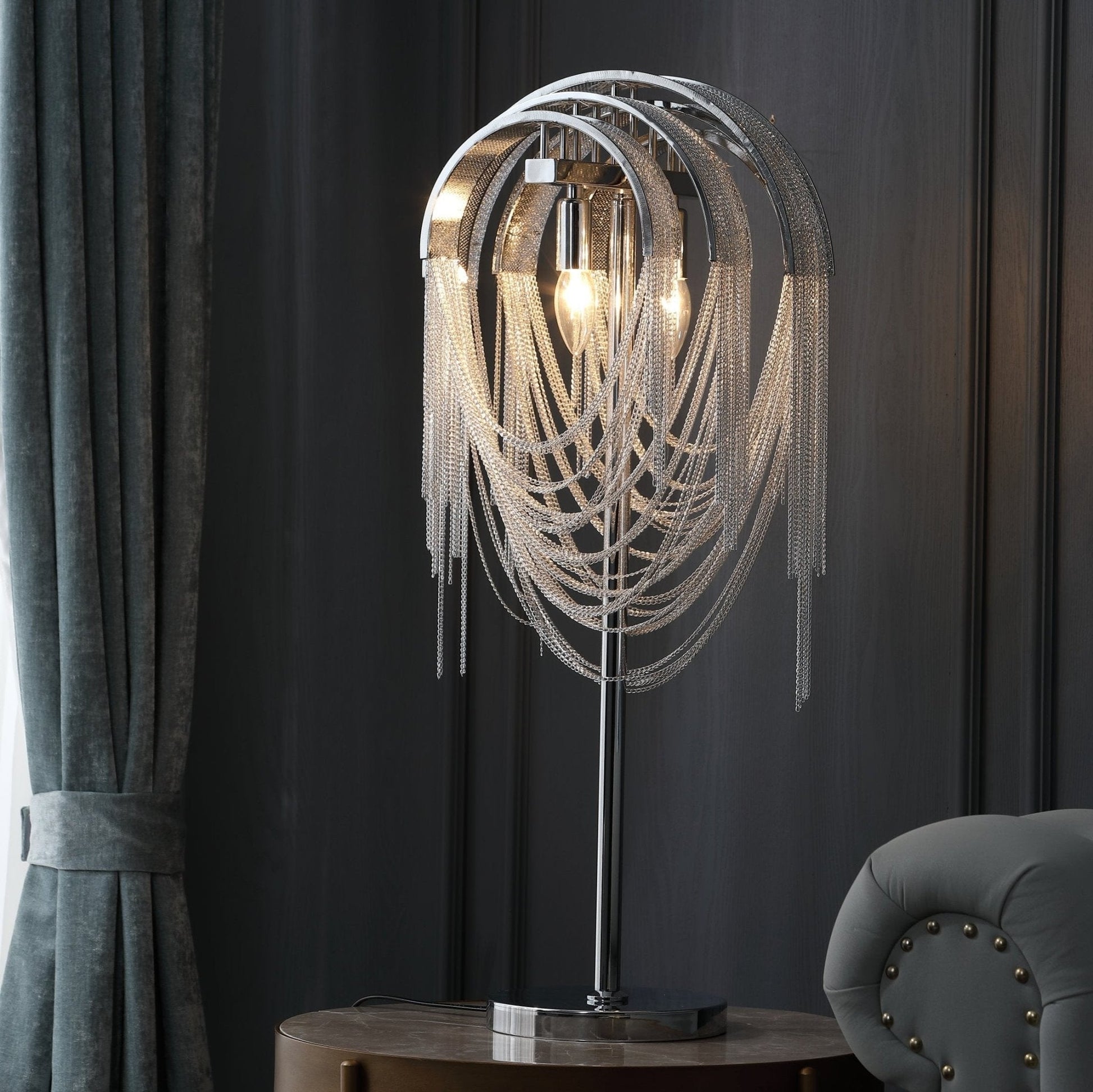 Hune Steel Artistic Table Lamp-Neutral Decor