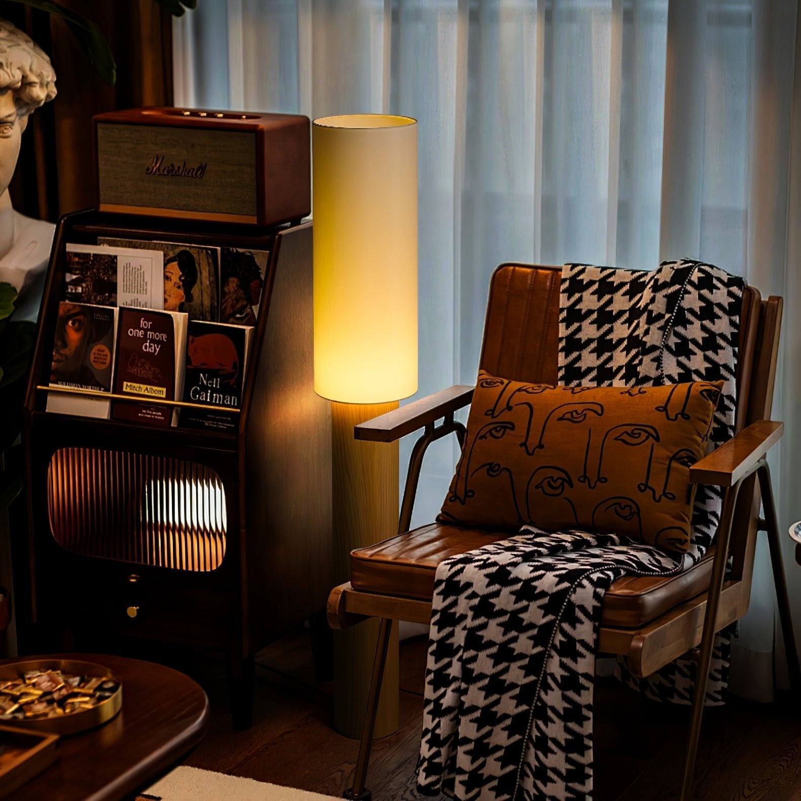 Uvynir Cylindrical Wood Floor Lamp-Neutral Decor