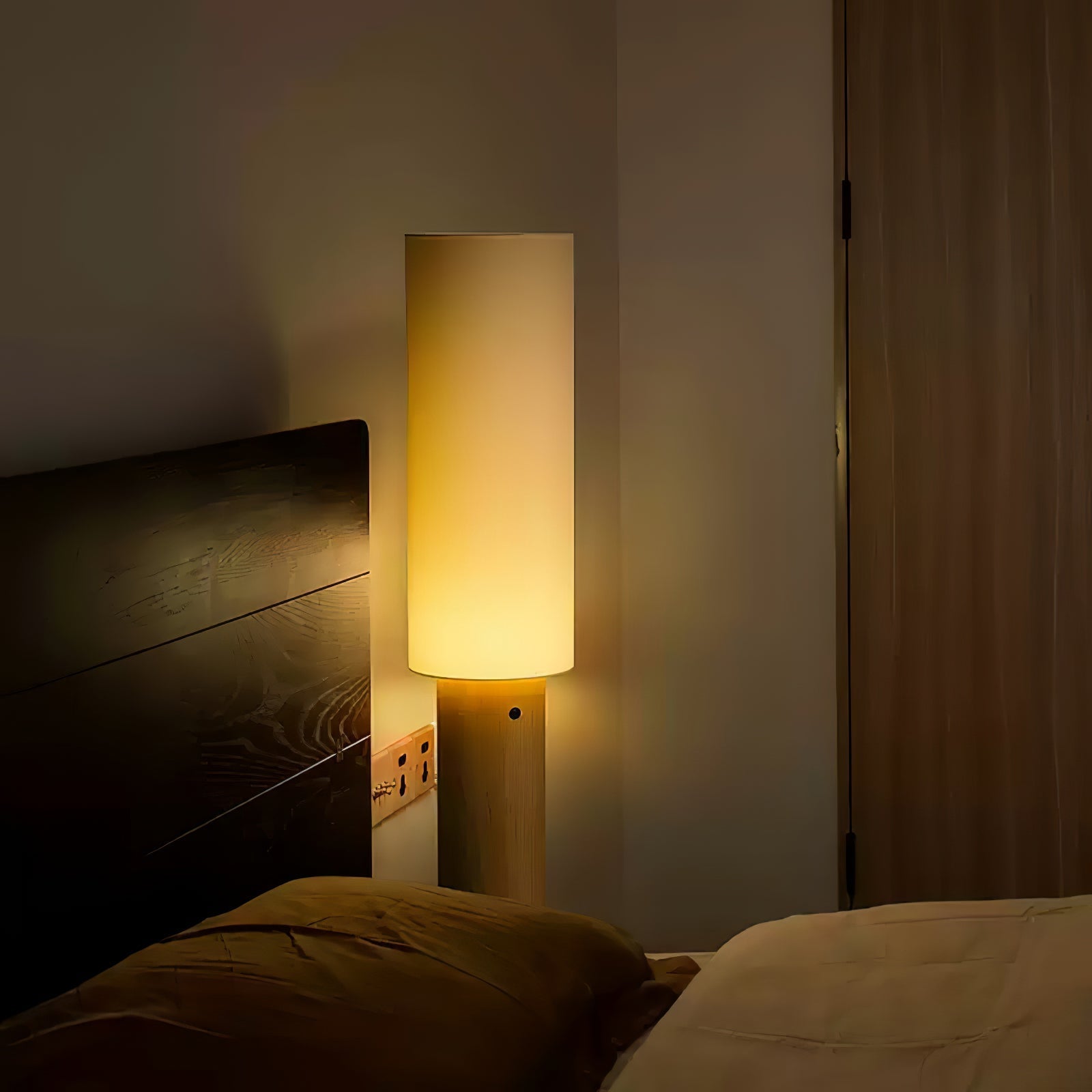 Uvynir Cylindrical Wood Floor Lamp-Neutral Decor