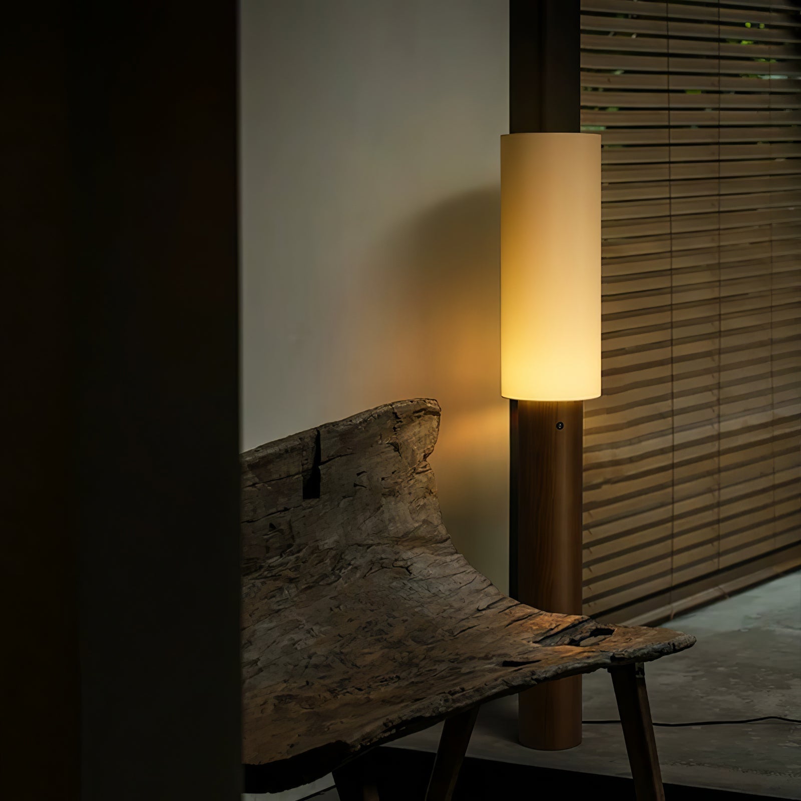 Uvynir Cylindrical Wood Floor Lamp-Neutral Decor