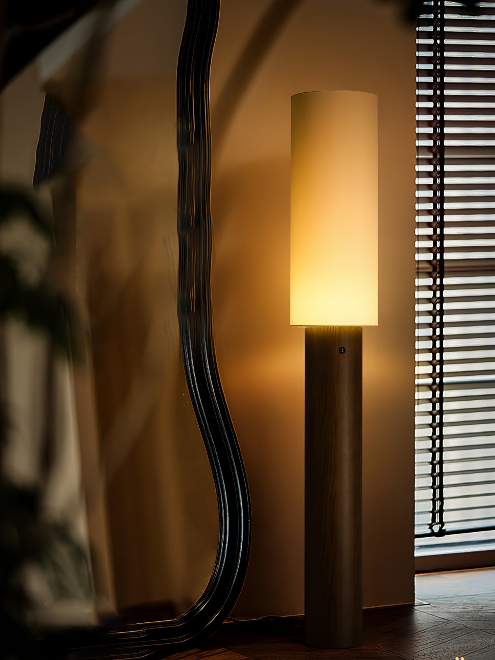 Uvynir Cylindrical Wood Floor Lamp-Neutral Decor