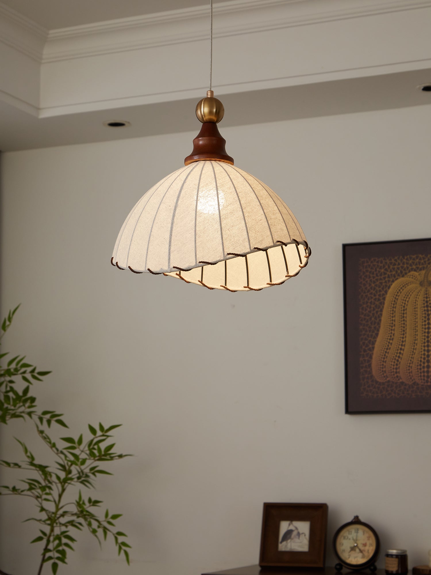 Earian Wood Fabric Elegant Pendant Light-Neutral Decor