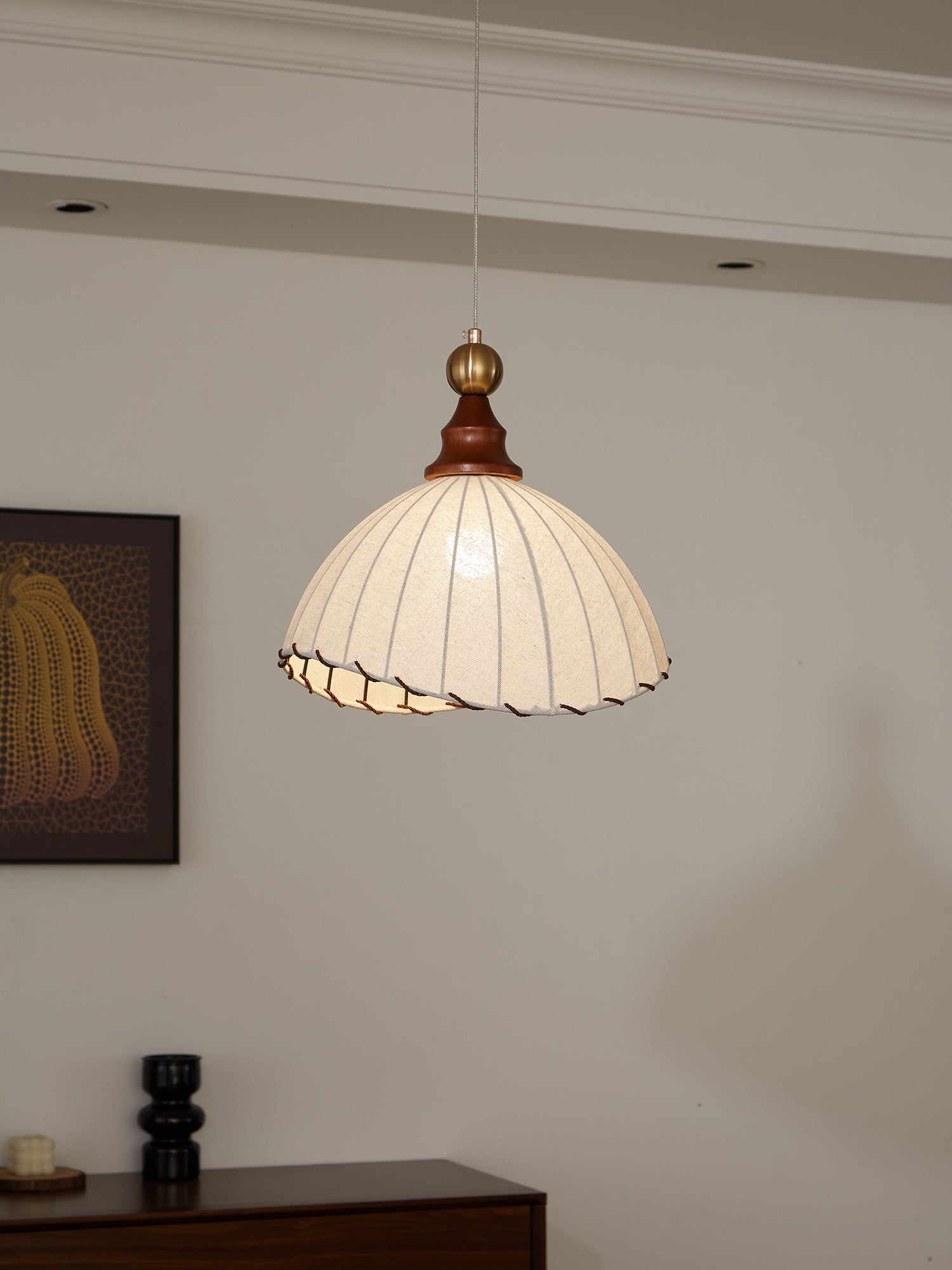 Earian Wood Fabric Elegant Pendant Light-Neutral Decor