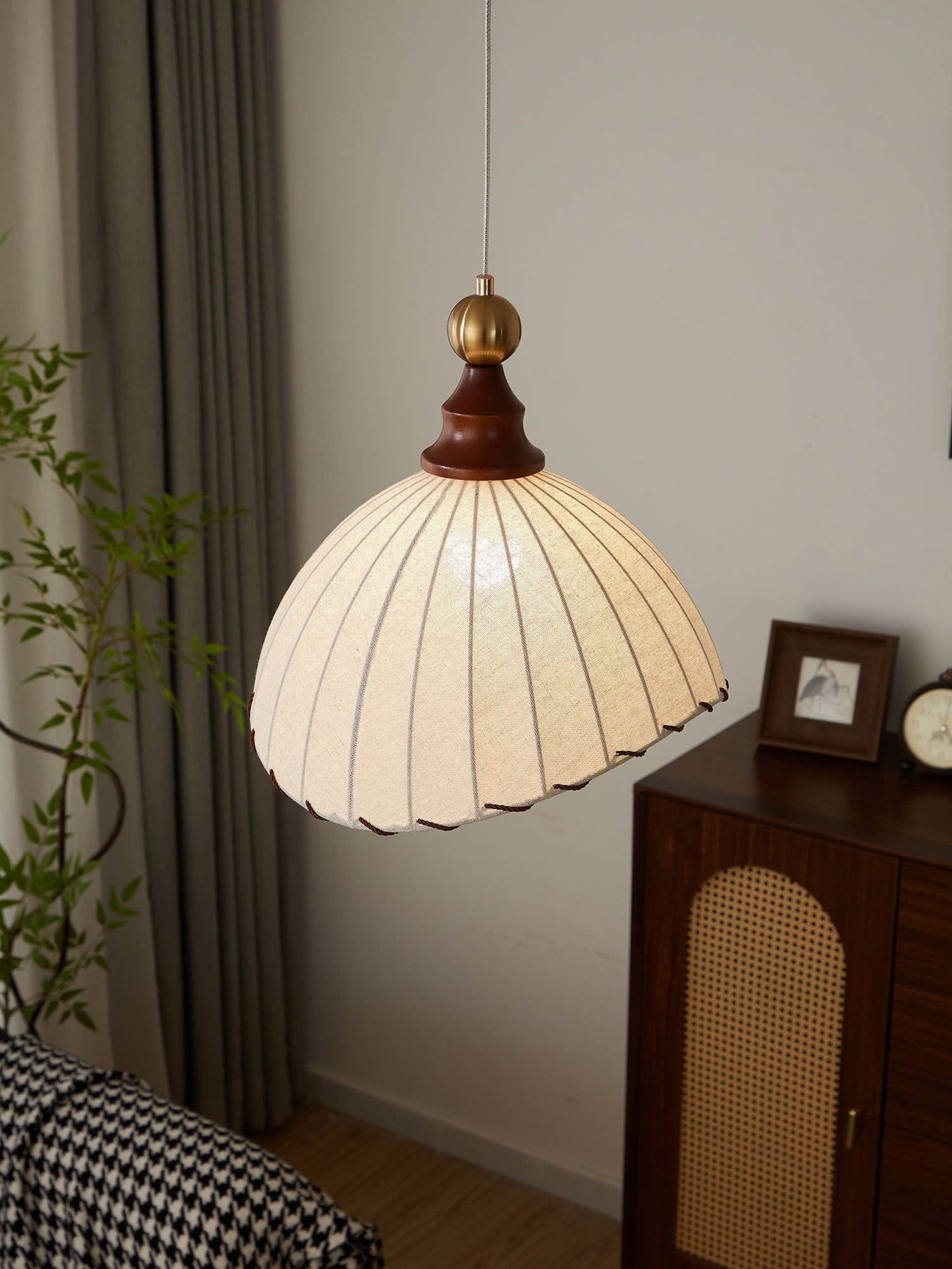 Earian Wood Fabric Elegant Pendant Light-Neutral Decor