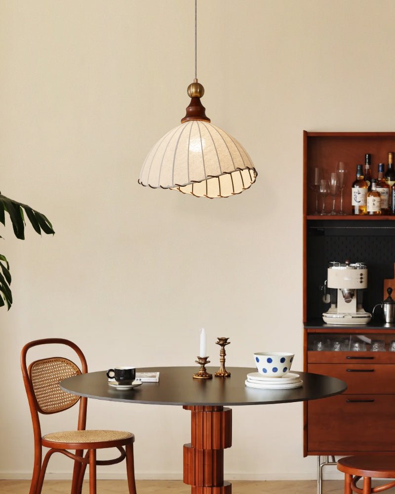 Earian Wood Fabric Elegant Pendant Light-Neutral Decor