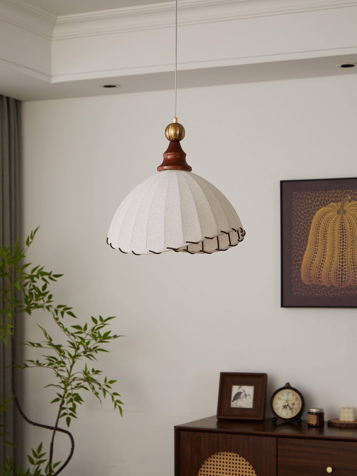 Earian Wood Fabric Elegant Pendant Light-Neutral Decor