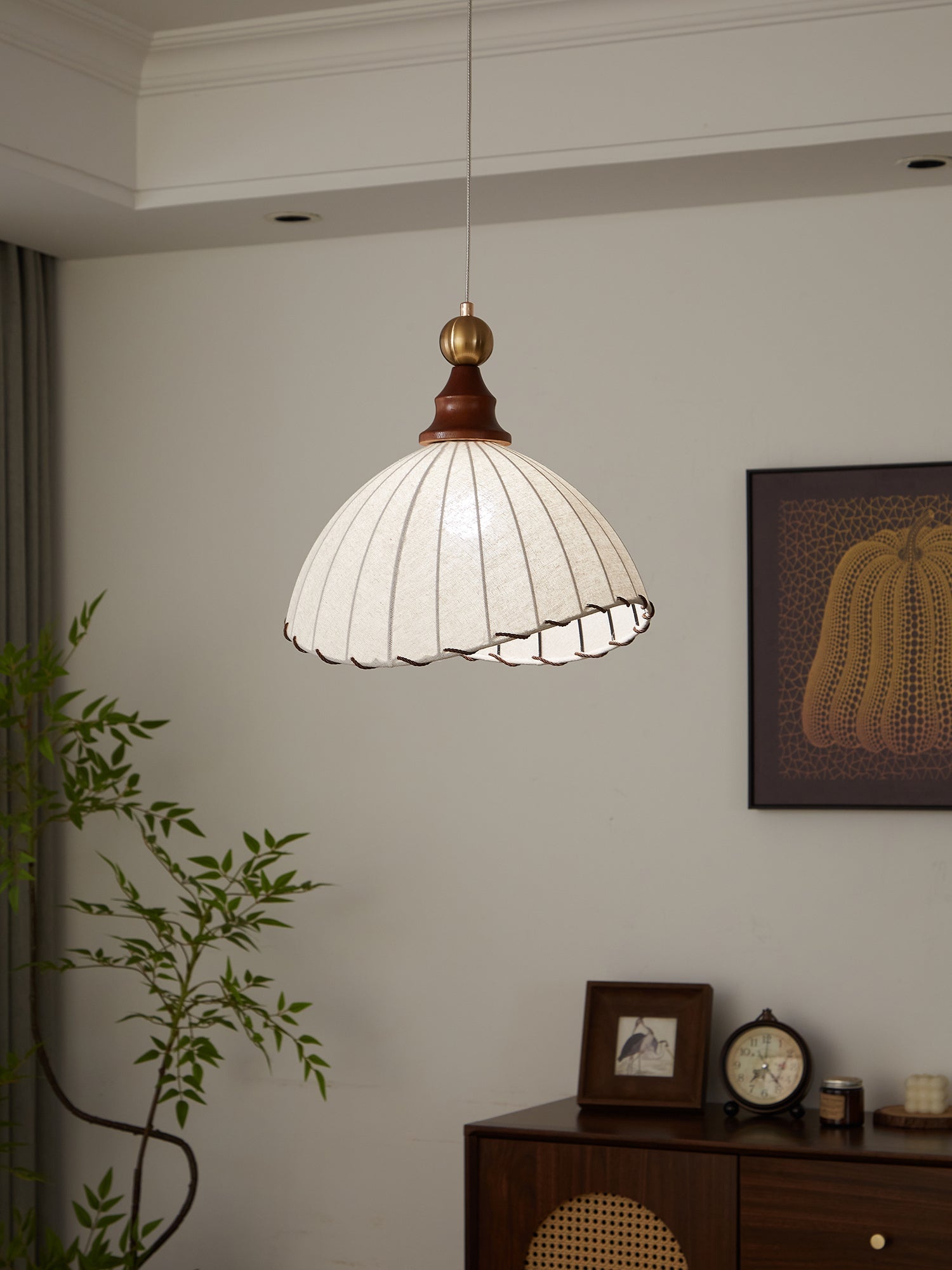 Earian Wood Fabric Elegant Pendant Light-Neutral Decor