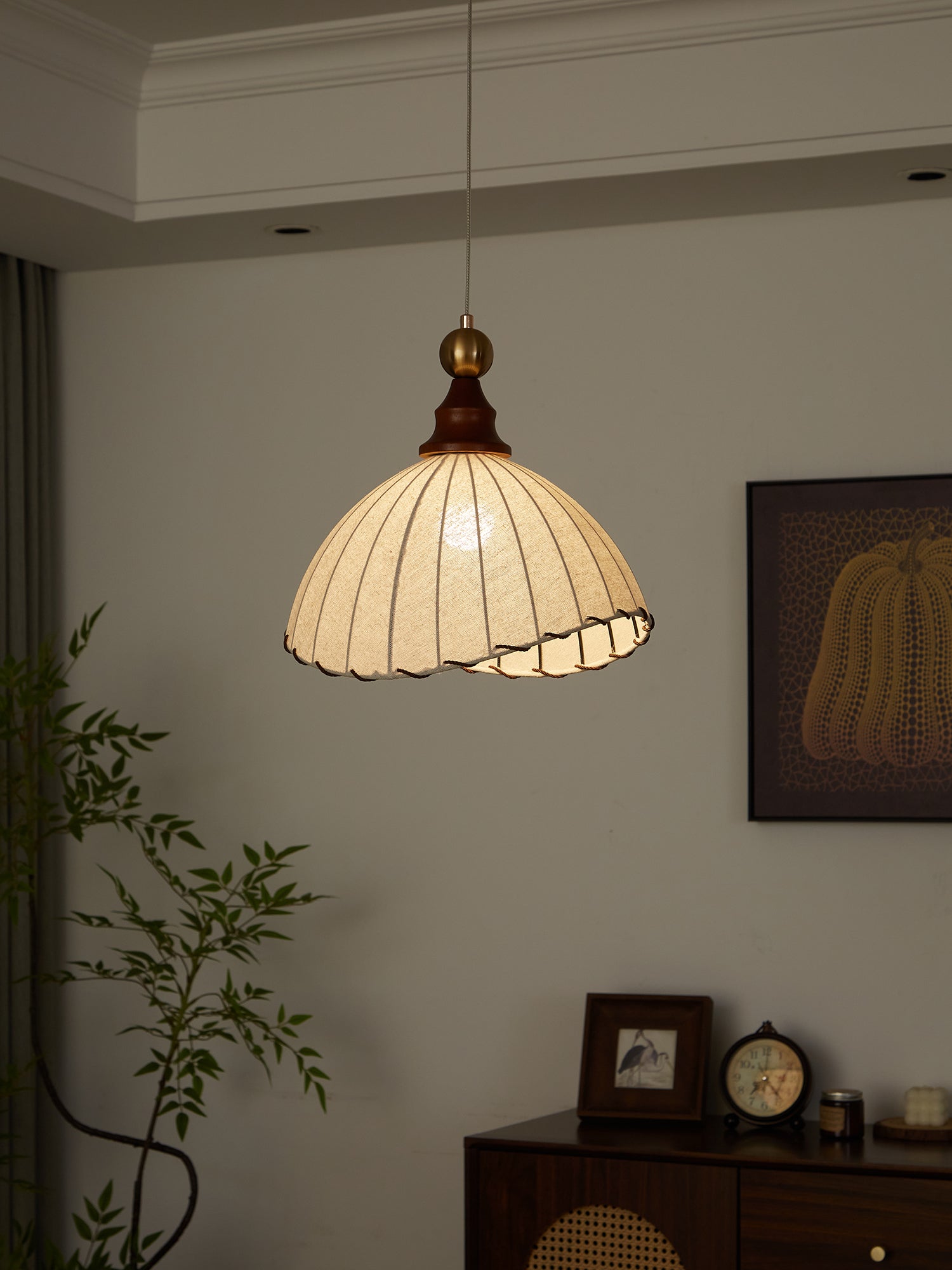 Earian Wood Fabric Elegant Pendant Light-Neutral Decor