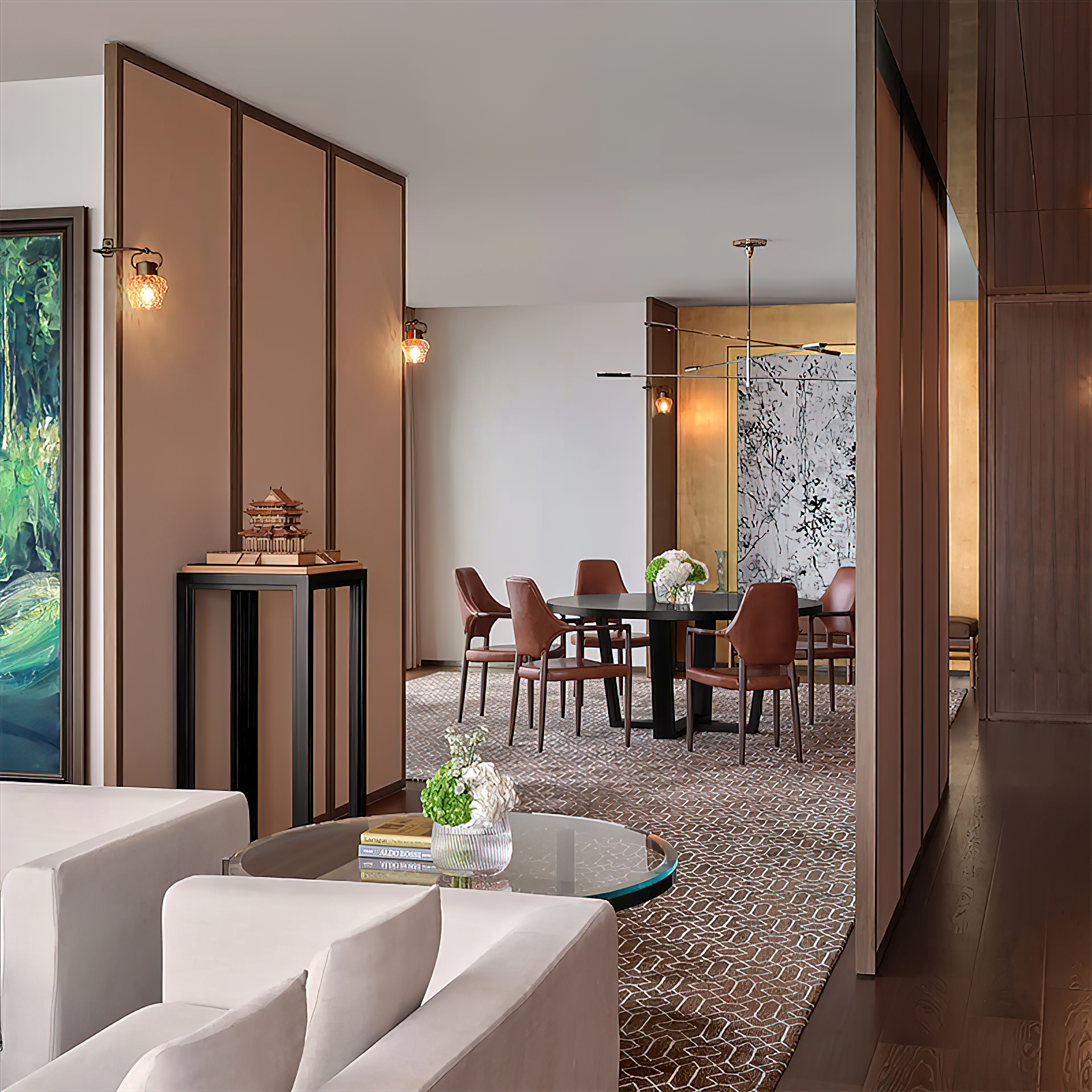 The 2-head Eldorado Wall Lamp installed above a console table.
