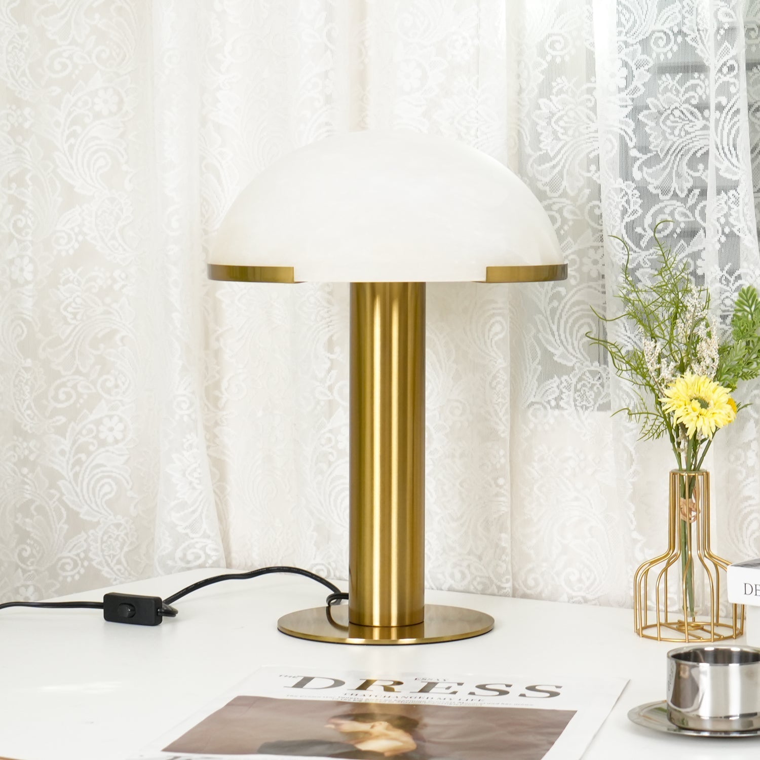 Keir Alabaster Table Lamp-Neutral Decor