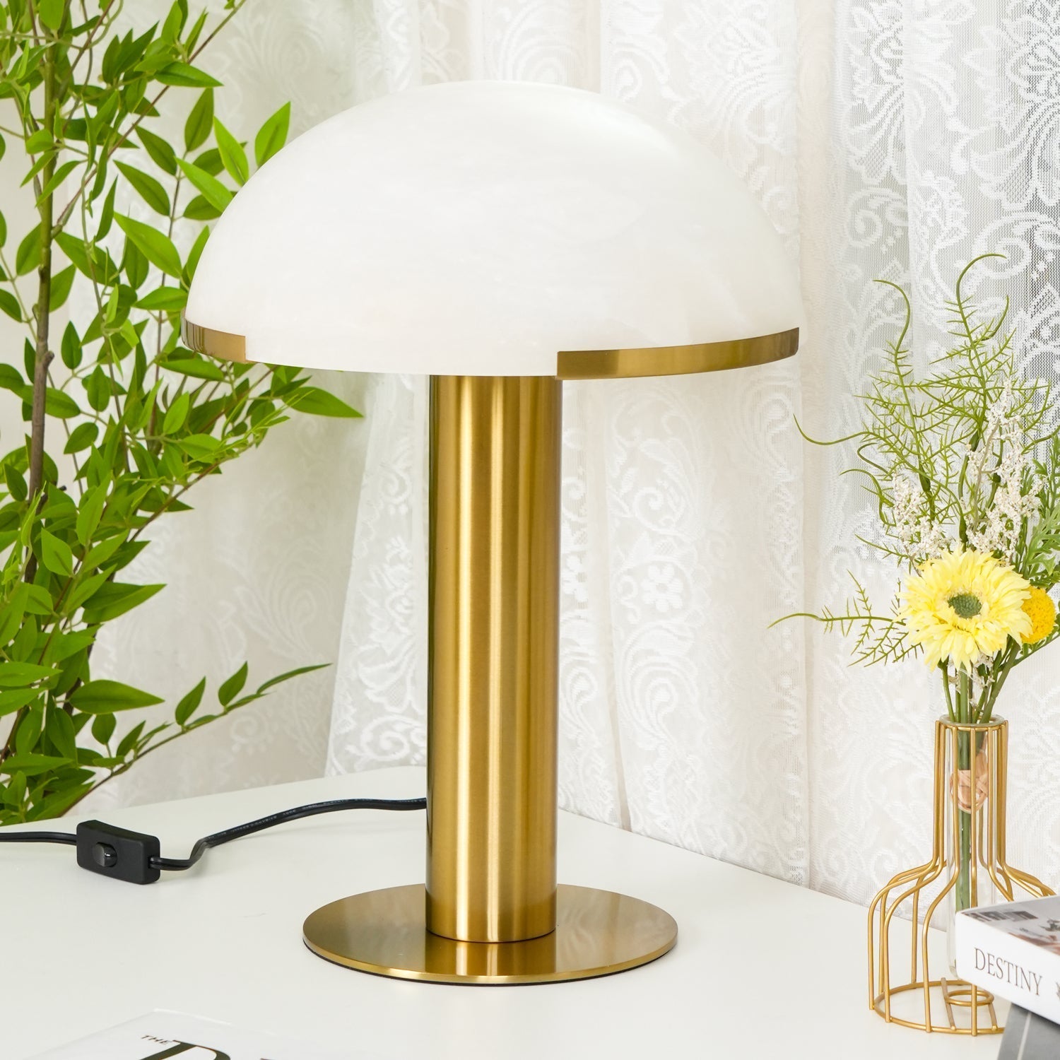 Keir Alabaster Table Lamp-Neutral Decor