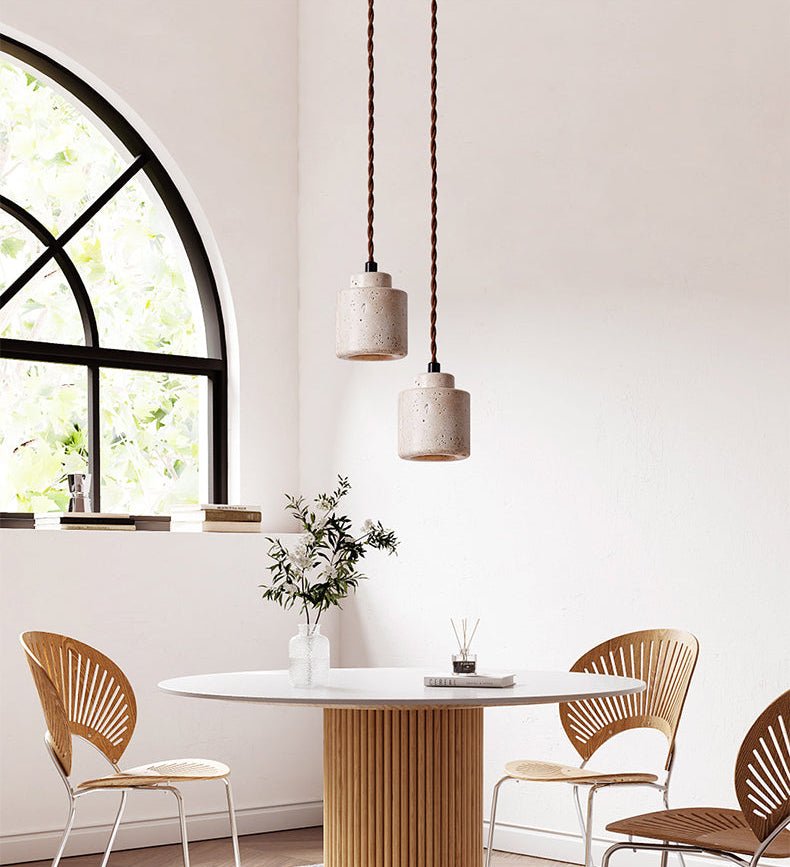 Elemental Travertine Mini Pendant Lamp-Neutral Decor