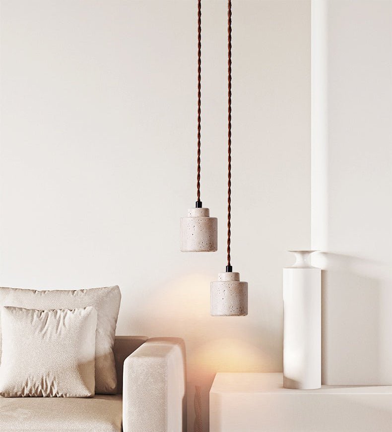 Elemental Travertine Mini Pendant Lamp-Neutral Decor
