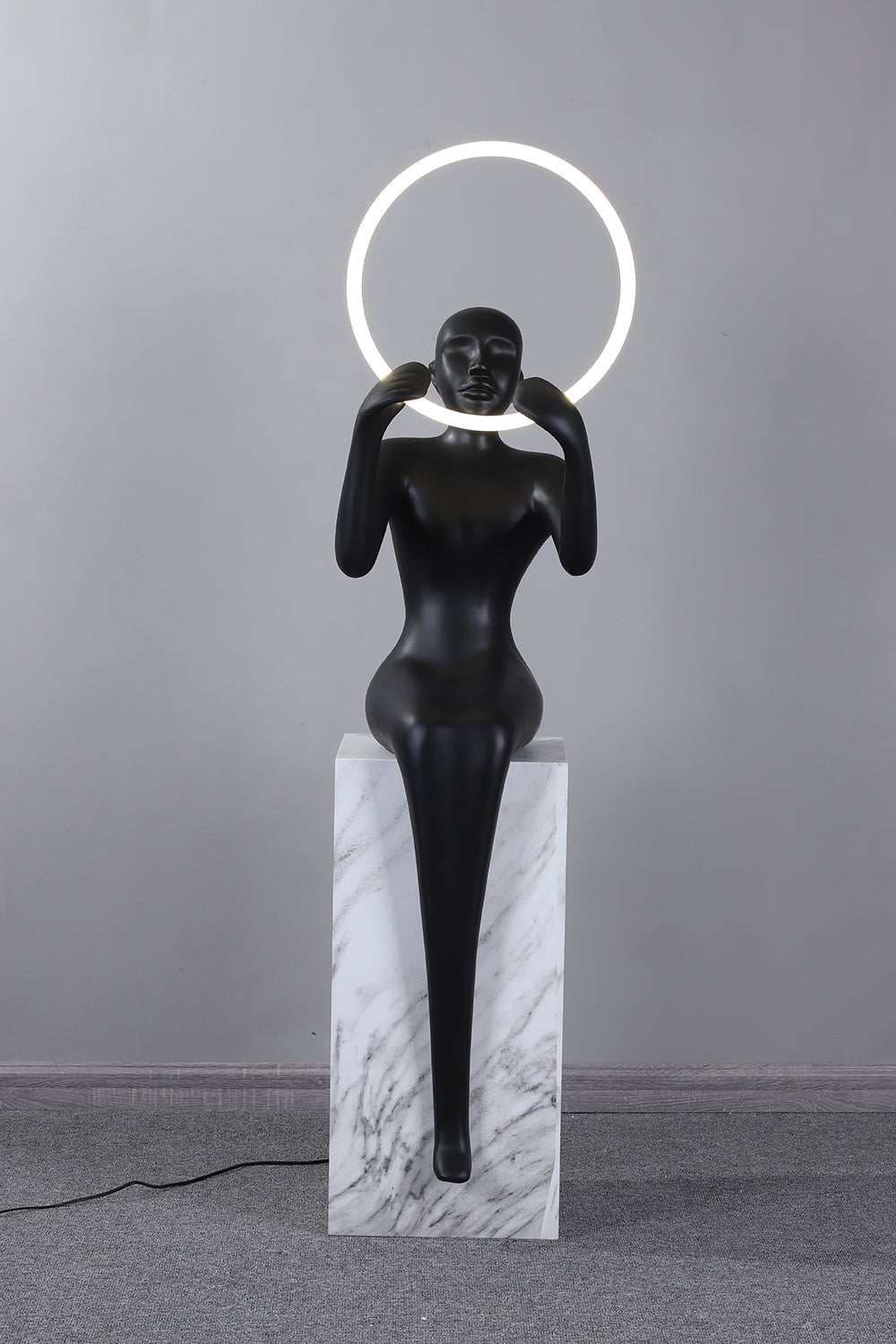Elsilisra Sculptural Black Floor Lamp-Neutral Decor
