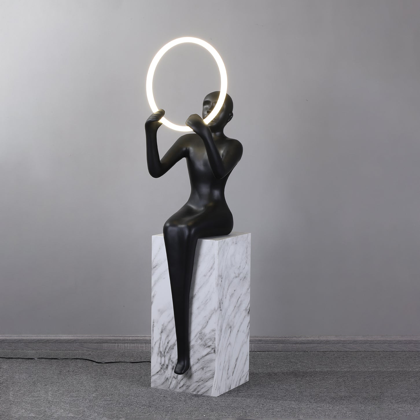 Elsilisra Sculptural Black Floor Lamp-Neutral Decor
