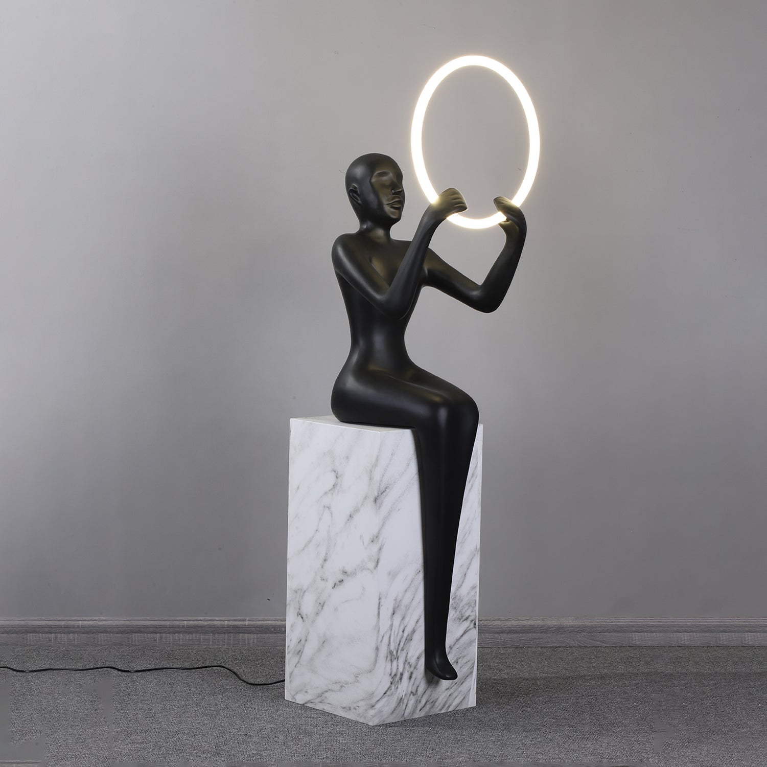 Elsilisra Sculptural Black Floor Lamp-Neutral Decor