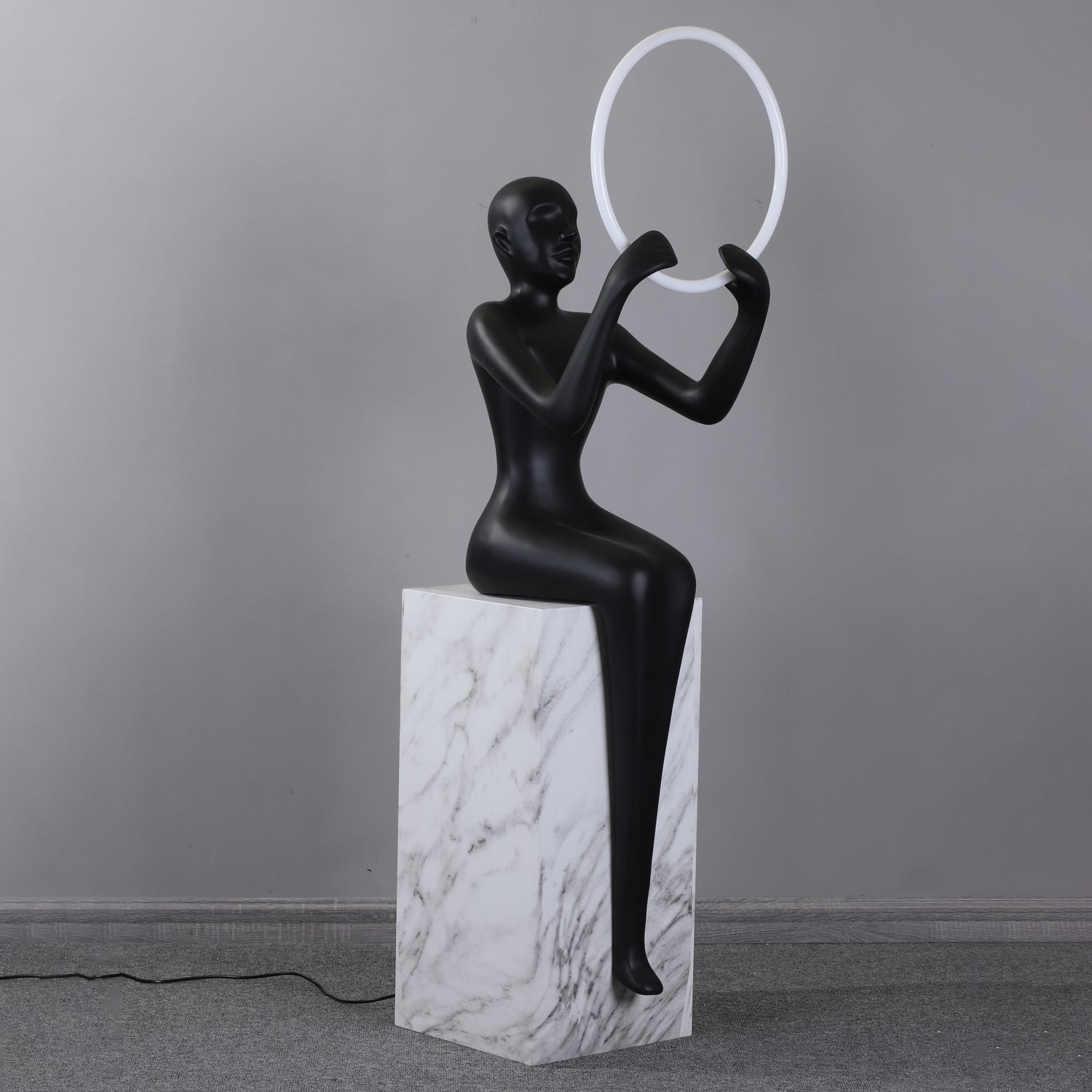 Elsilisra Sculptural Black Floor Lamp-Neutral Decor
