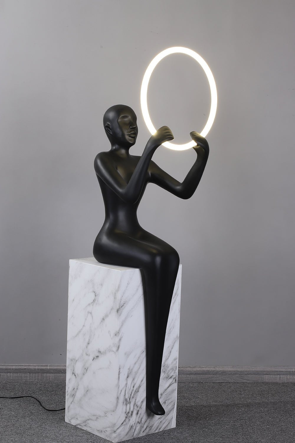 Elsilisra Sculptural Black Floor Lamp-Neutral Decor