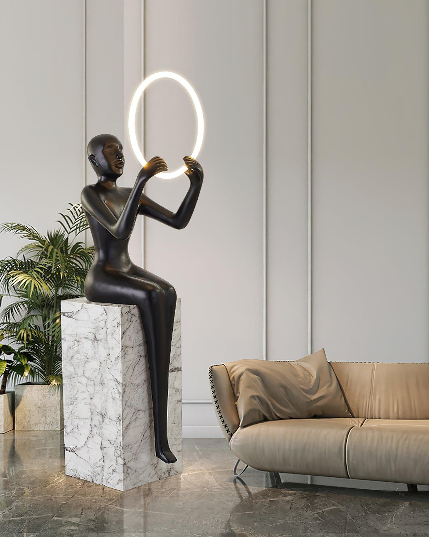 Elsilisra Sculptural Black Floor Lamp-Neutral Decor