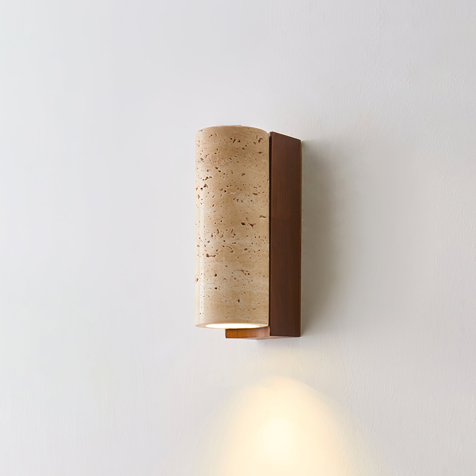 Blynis Cylindrical Travertine Wall Light-Neutral Decor